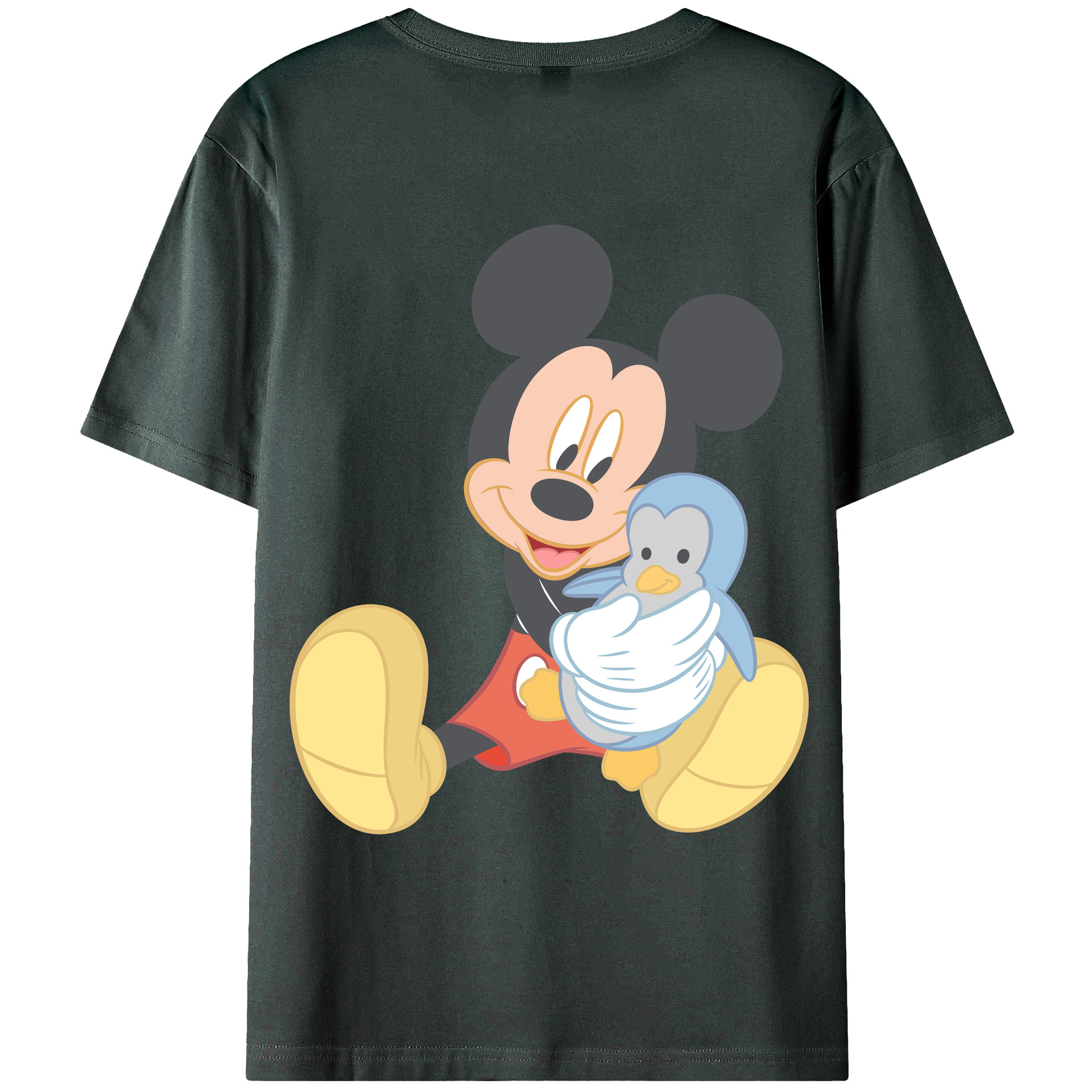 ミッキーマウス Mickey Mouse 綿100％ メンズ半袖Tシャツ（バックプリント） 通気性
